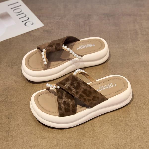 Fashion House Slippers Platform Women Luxury Shoes Pantofle Slides String Bead Designer 2025 Soft Summer Female Shoes Slippers Casual St