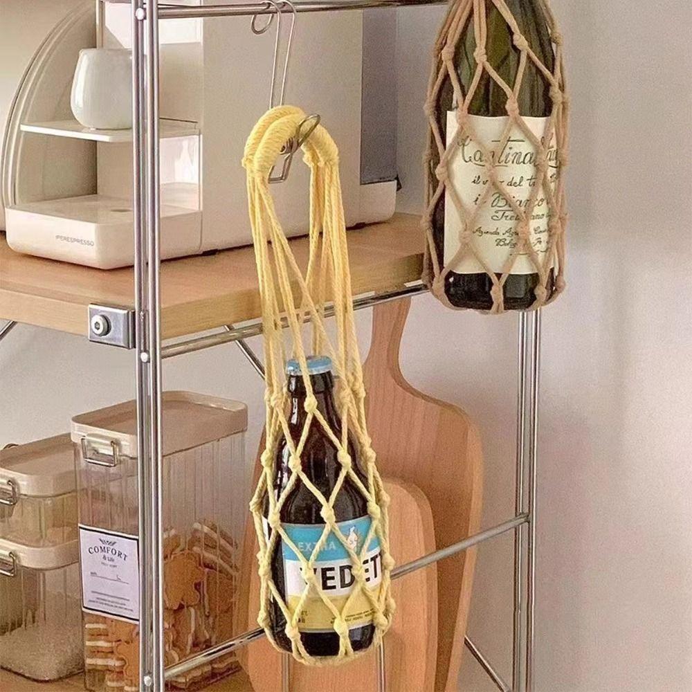 2Pcs Hollow Out Net Bag Cup Cover Woven Crochet Cup Holder Water Bottle Bags  Umbrella Storage