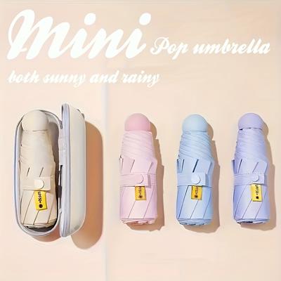 Mini Folding Umbrella UV Protection Waterproof Compact Travel Umbrella with 6 Ribs Steel Frame Sun Rain Protection Parasol