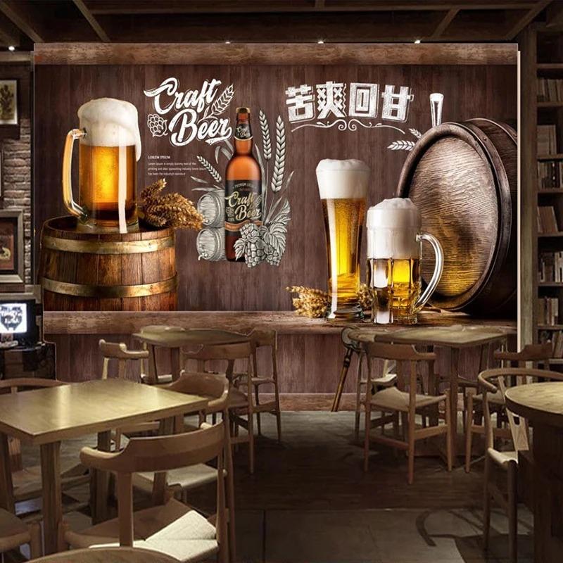 Photo Wallpaper Retro Nostalgic Beer Mural Restaurant Bar KTV Winery Wall Decor Painting Wall Paper Papel De Parede