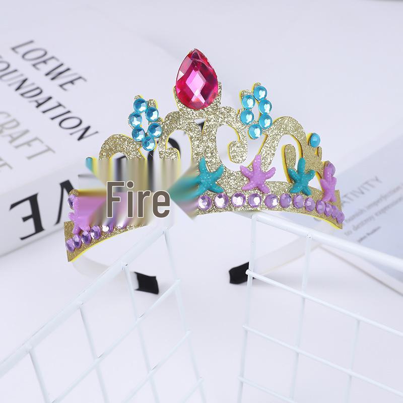 Mermaid Princess Rhinestone Crown Headband for Kids' Cosplay