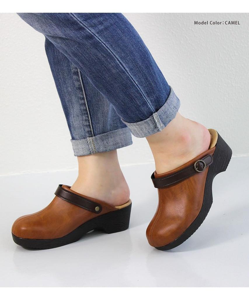 Clog Made In Back Thick Clog Wedge 1155 S BLACK [Celebre] Women's Sandals, Slip-ons, Japan, 2-way, Strap, Sole, Mule, Sandals, Sole, Wedge,