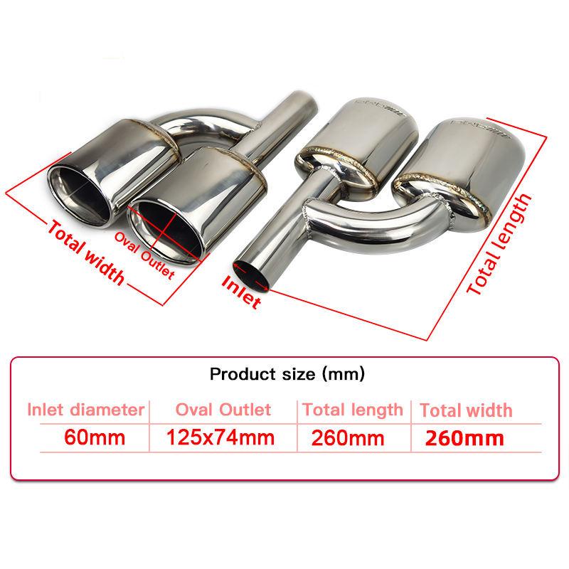 Stainless Steel H-Type Muffler Tip for Mercedes-AMG W204 C-Class Quad Exhaust.
