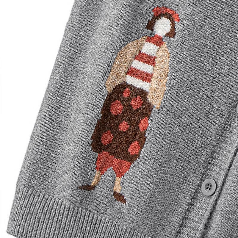 Damen Retro V-Ausschnitt Locker Gestrickte Weste