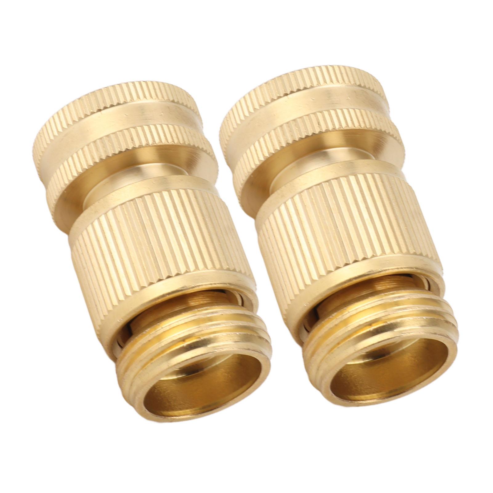 

2PCS Brass Water Hose Quick Connector, 3/4 Inch Male and Female Garden Hose Fitting Adapter for Repair, sy Connection