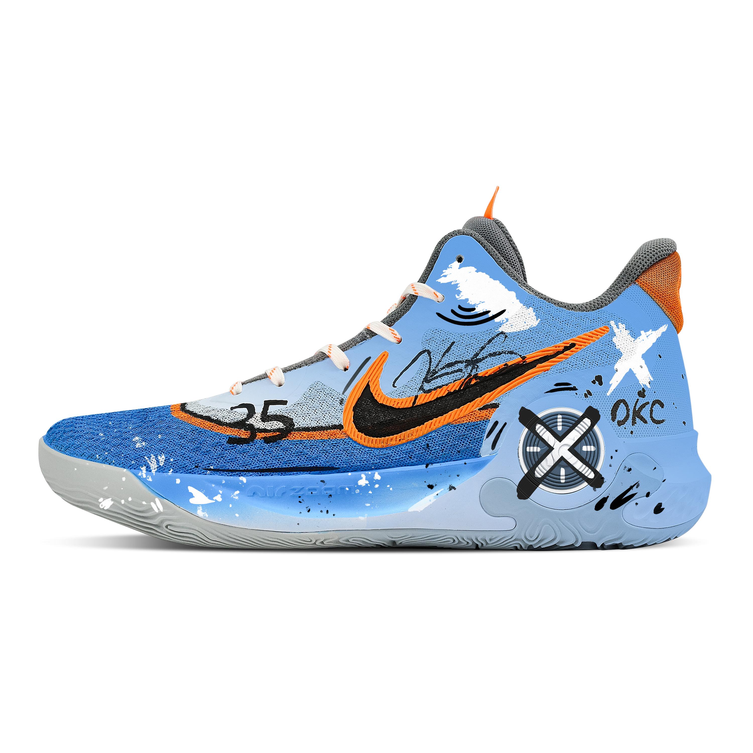 

Nike KD Trey 5 IX Phantom Wind Chaser Cushioning, Wear Resistant Mid top Basketball Shoes Unisex Blue Orange CW3402-011(Team529-) 40.5