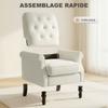 Lounge Chair, 1-Seater Sofa, Padded Seat, Spring Cushion, Linen, 69 x 75 x 90 cm, Cream