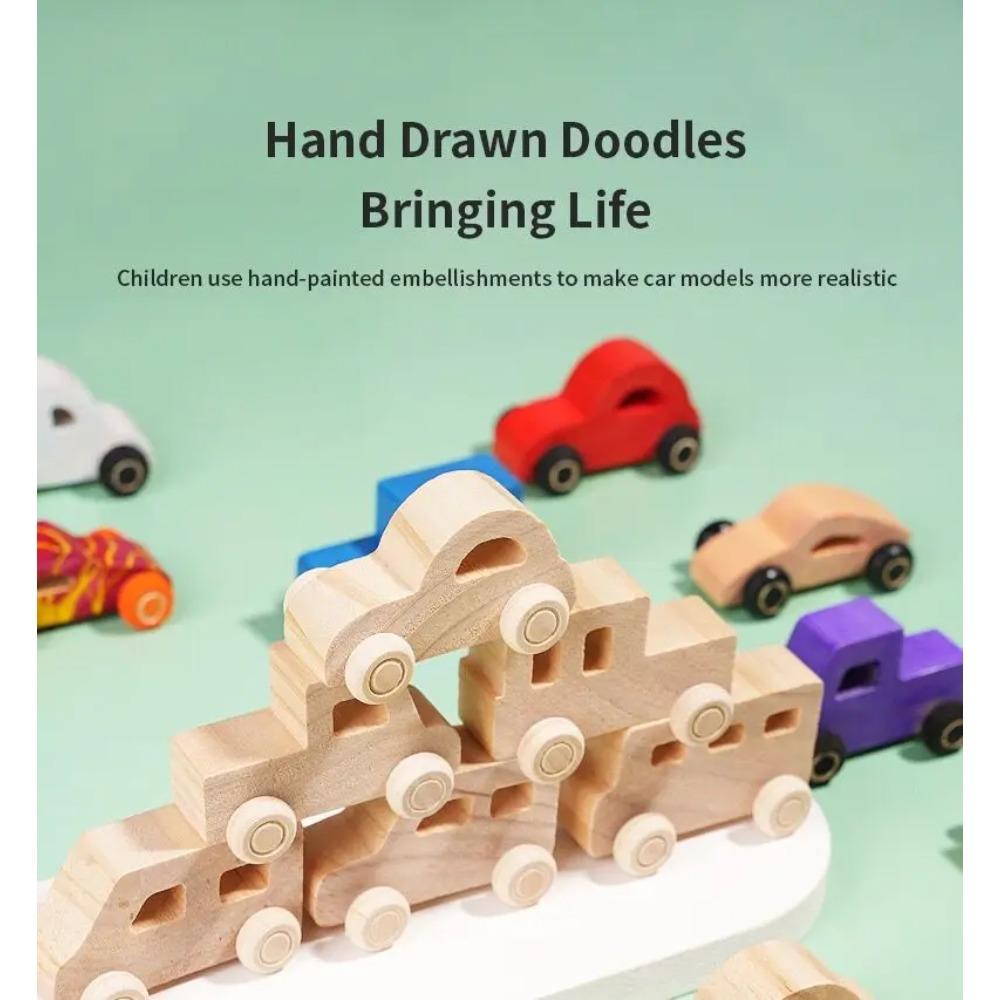 Montessori Holz DIY Auto Spielzeug für Kinder Unbemalte Autos Modell Malen Kritzelkunst Unfertige Bastelarbeiten Vorschul-Lernspielzeug