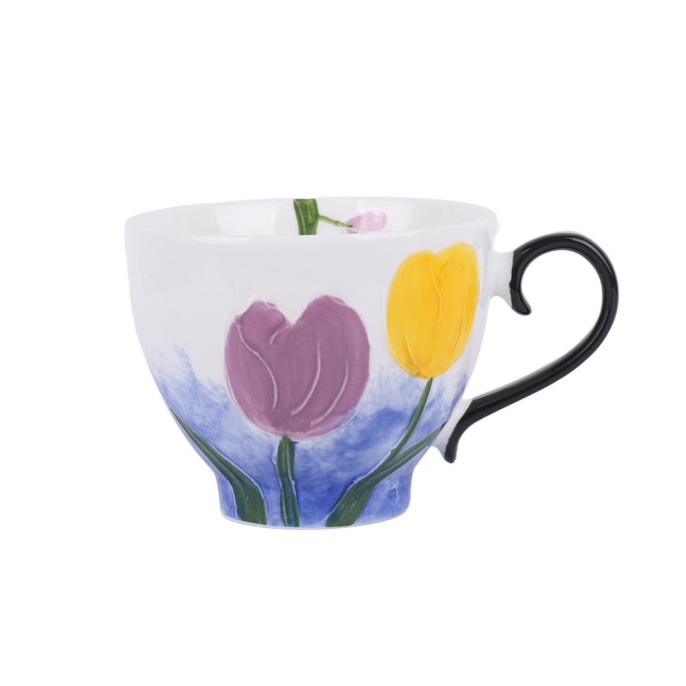 

SOLECASA Керамическая кружка Милая Цветочная Кофейная чашка Прочная Чайная кружка Матча Овсянка Йогурт Молоко Посуда Кухонные аксессуары Подарок 470ml