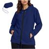 Women's Fashionable Casual Classic Plus Size Lightweight Zipped Long-Sleeved Hooded Jacket Foldable Outerwear With Packable Storage Pouch