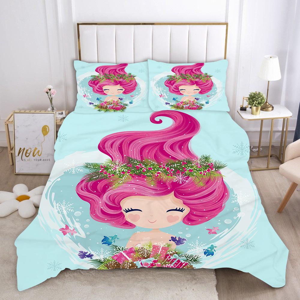 Comforter Mermaid King Queen Cute Cartoon Fairy Tale Sea Creature Bedding Set Fish Scale Girly 2/3Pcs