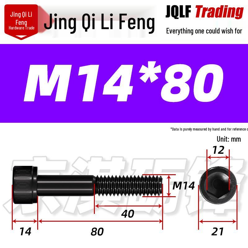 Hex Socket Head Cap Screw, Half Thread, M12-M18, High-Strength, Blackened Cylindrical Head, Knurled Bolt