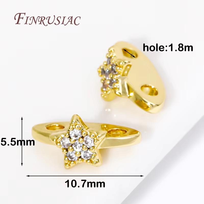 18K Gold Plated Brass with Zircon 2 Holes Beads Separators,Butterfly/Star Shape Spacer Bars,DIY Jewelry Making Supplies
