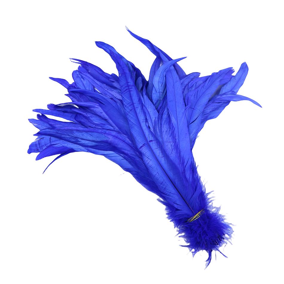 100pcs Blue Carnival Rooster Tail Feathers 25-30cm 30-35cm for Crafts Headdress Party Clothing HeadWear Decor Pheasant Plumas