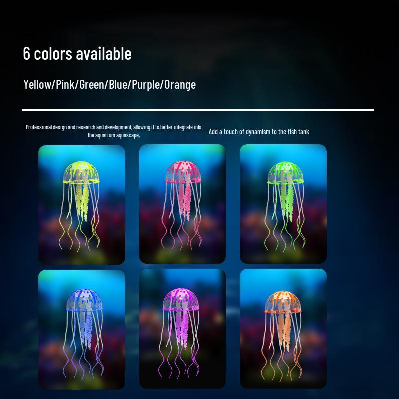 Fluorescent Silicone Jellyfish Decorations for Fish Tanks - Small, Medium, Large Sizes Available