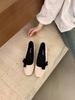 Girly Bow Polka Dot Mary Jane Shoes Women'S Shallow Mouth Round Head One Pedal Ballet Shoes Flat Shoes