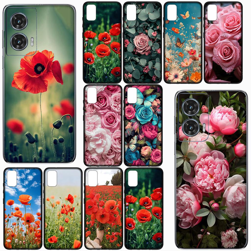 Cover for Samsung Galaxy S22 S21 S20 Fe Ultra S9 Plus + A13 A22 M21 M31 M55 M15 Phone Case Peony Rose Poppys Flower Bloom