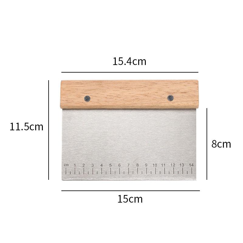 Stainless Steel Dough Scraper Kitchen Dough Bench Scraper Bread Cutter Chopper with Non-Slip Wooden Handle and Measuring Scales