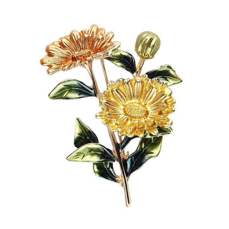 Lanhao Korean Fashion Cartoon Enamel Flower Brooch for Women's Clothing Accessories