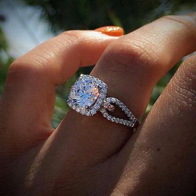 European & American Trendy Zircon Rings - White Gold Plated Gemstone Fashion Jewelry