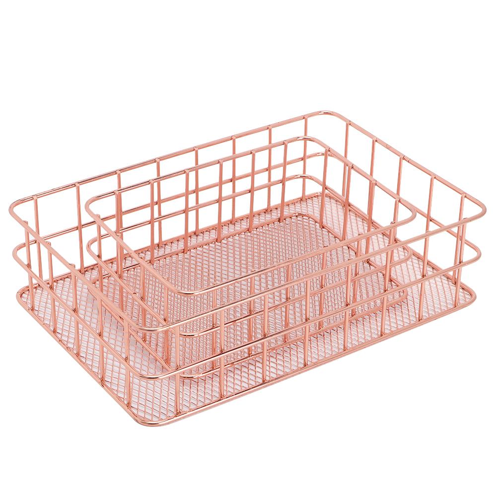 2pcs Multifunctional Household Iron Cosmetics Storage Fruit Holder Plate Container Basket Organizer