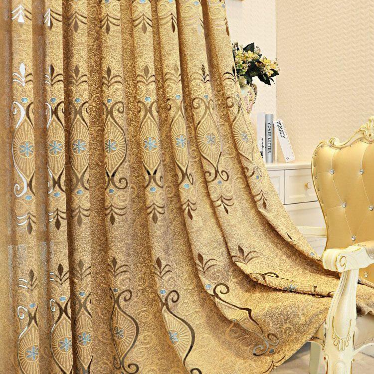 

Світлонепроникні штори Європейський стиль Непрозорі штори для вікон Екранні штори Вітальня Балкон Світлонепроникні карнизи для штор 200*270cm*2pcs золотий