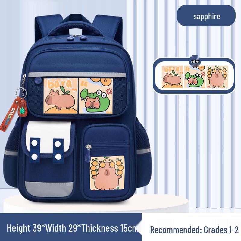 

Милый рюкзак Capybara большой вместимости для мальчиков и девочек начальной школы (1-6 классы) с защитой позвоночника Backpack + 3 Cards + Keychain