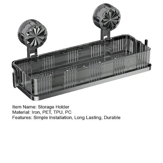 Bathroom Storage Shelf with Suction Cup Strong Load-bearing Hook Design Easy To Install Storage Rack Shower Caddy