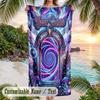 Mystic Moth Elegance Theme Quick Dry Beach Towel Custom Name Text Print Large Sand Resistant Towel Beach Vacation