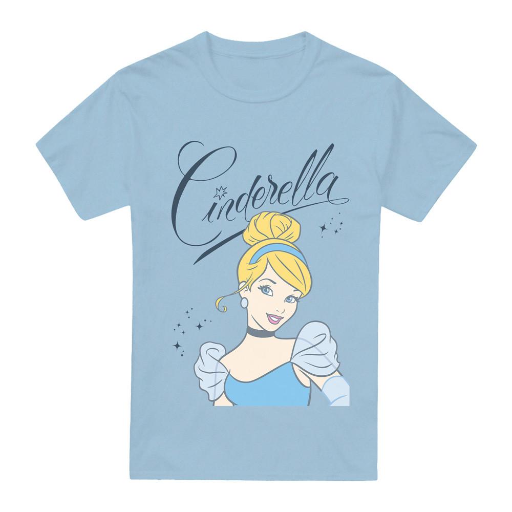 Cinderella Headshot With Fancy Script T-Shirt Light Blue