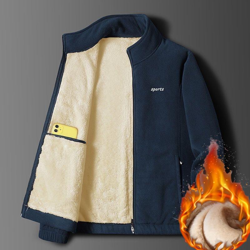 Lamb Fleece Jacket Men's Winter Plus Velvet Thick Warm Jacket All-match Loose Lapel Top Men's Clothing