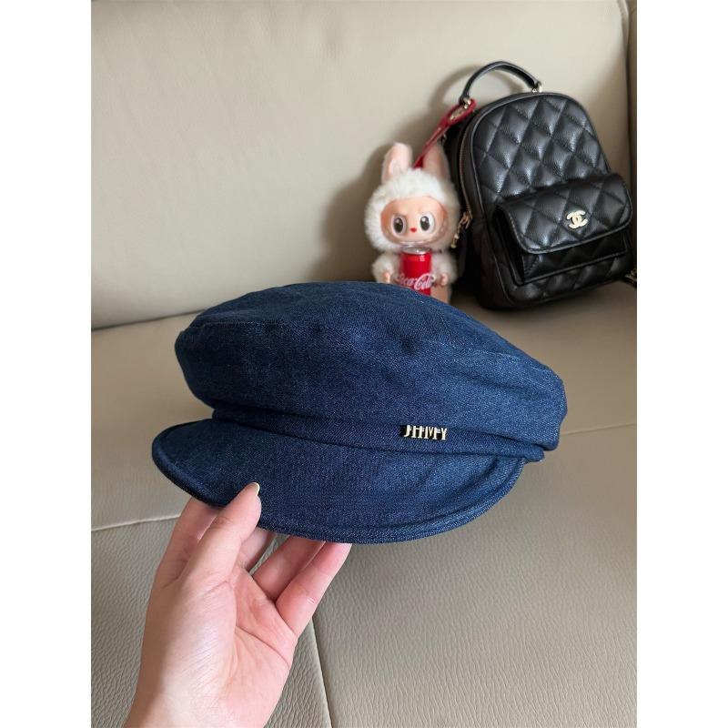 

Temperament Denim Flat Top Painter Hat Women s Autumn Versatile Face Showing Little Beret Newsboy Hat M（56-58cm）