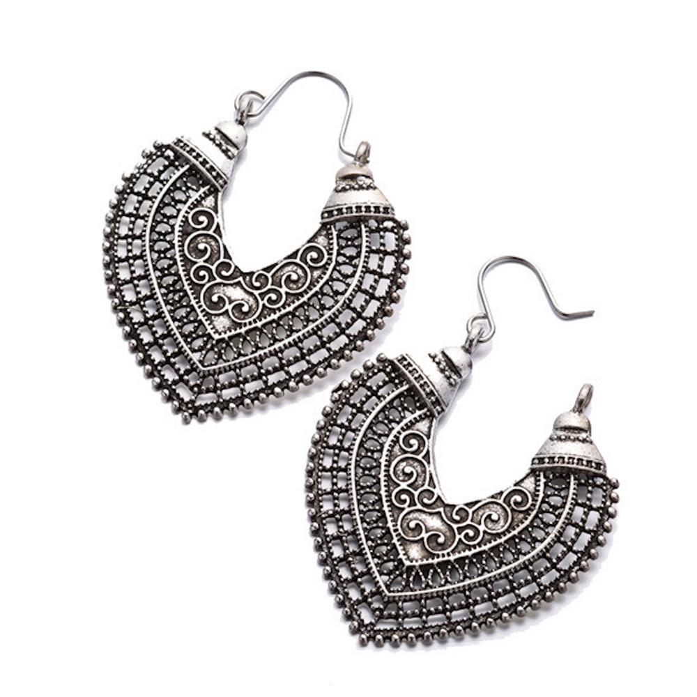 Elegant Silver Geometric Fan Earrings For Women Trendy Alloy Fashion Jewelry
