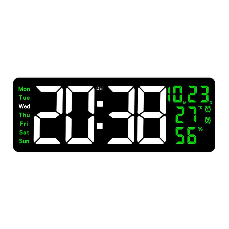 Modern Digital Wall Clock With Led Display And Temperature Humidity For Living Room And Office