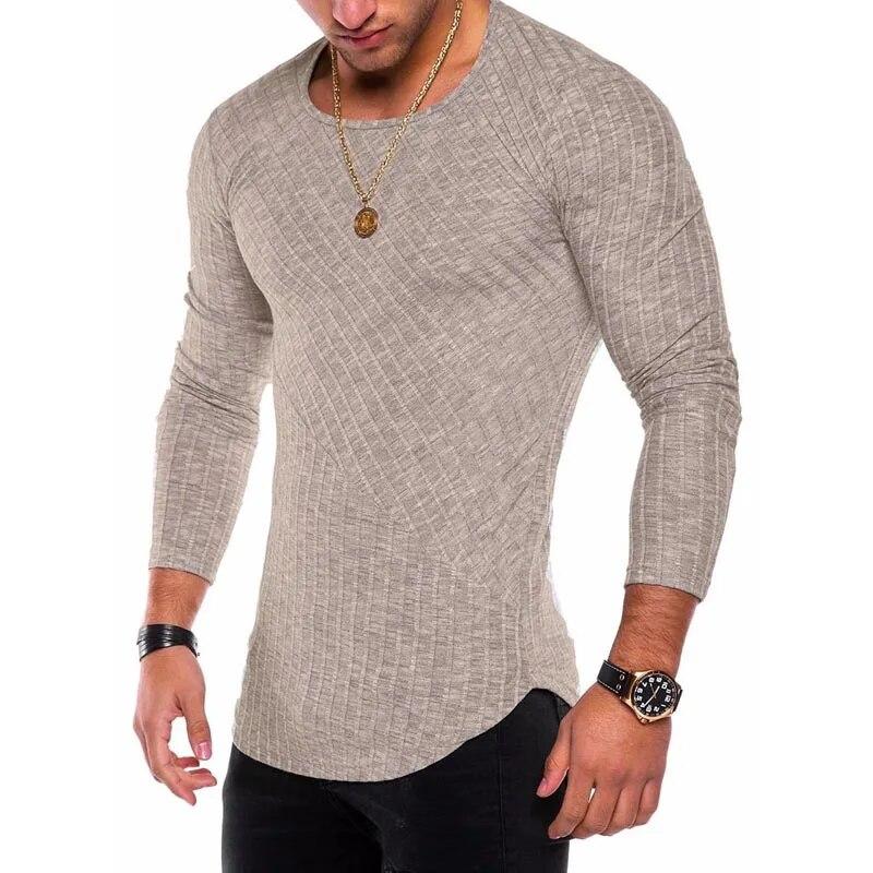 Plus Size S-4XL Slim Fit Sweater T-shirt Men Spring Autumn Thin O-Neck Knitted Casual Solid Pullover