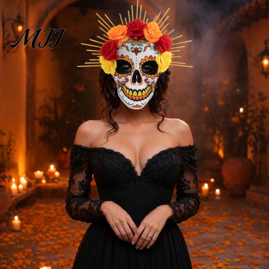 Halloween Skull Mask Mardi Gras Mask, Venetian Party Sugar Undead Bride Masquerade Masks for Cosplay Mexican