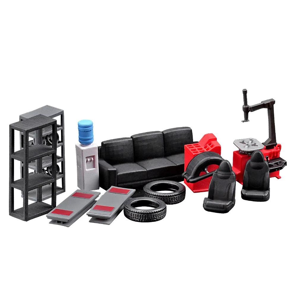 

Model Assembly Simulation Car Repair Tools 1/64 Scale Garage Scene Display DIY House 12Pcs
