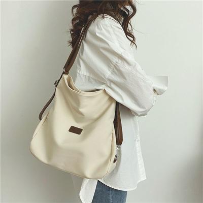 Duża pojemność modna płócienna torba na ramię damska literatura i sztuka prosty jednolity kolor plecak typu crossbody