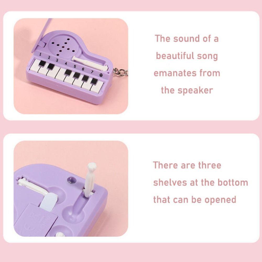 Solid Color Mini Electronic Piano Keychain Musical Instrument Piano Keyring Bag Accessories