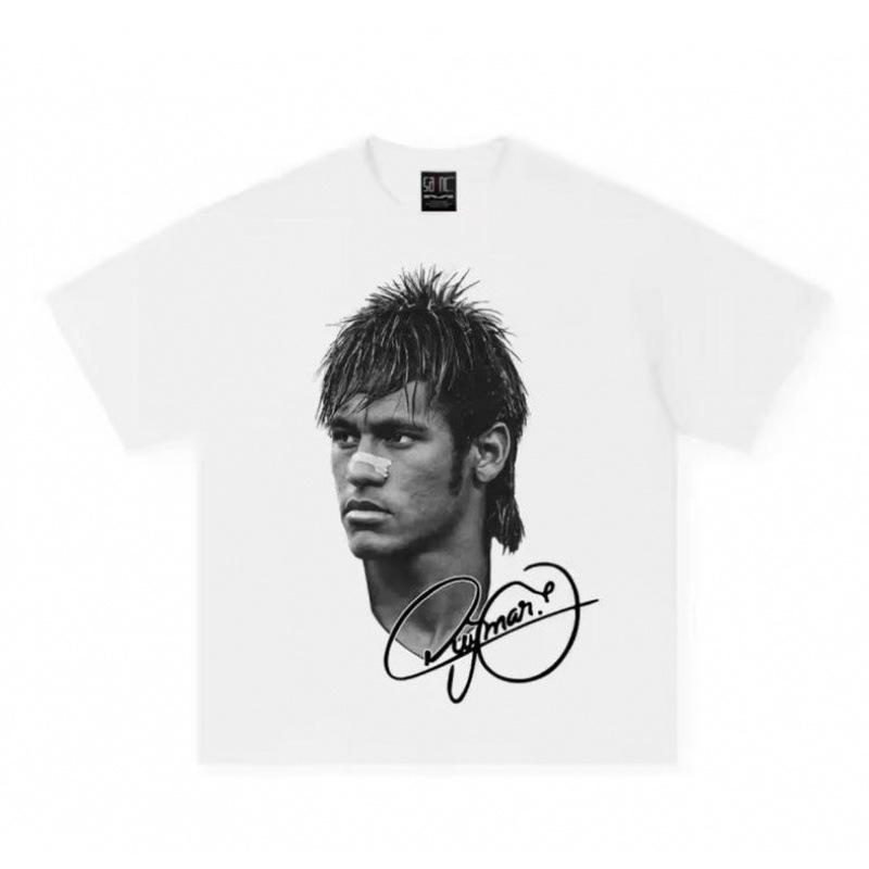 Men's Stylish Casual Pure Cotton Summer T-Shirt with Neymar Print and Crew Neck