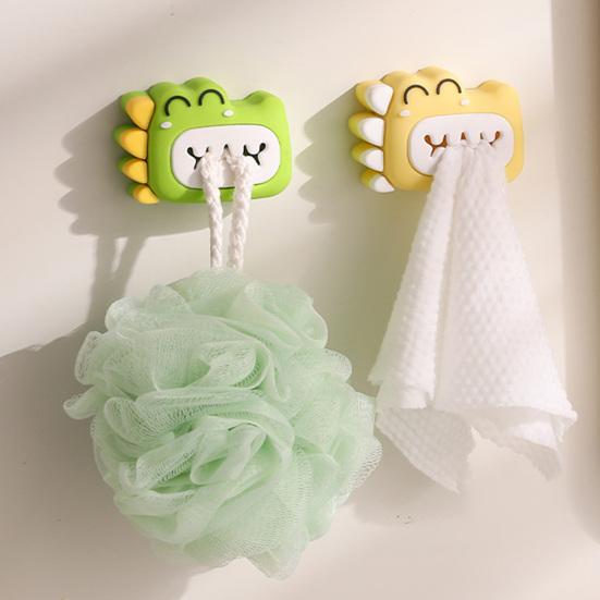 Dinosaur Towel Holder Free Punching Waterproof Storage Holder Strong Adhesive Moisture-Proof Durable Clip for Bathroom Kitchen