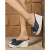 Peep Toe Summer Shoes Women Platform Sandals Fashion Brand Wedges Ladies Party Shoes High Heels 10cm Big Size 42 Black Blue D504