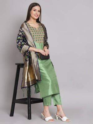 Indian Women Bollywood Top Tunic Kurti Salwar Suit Designer Party Wear Kurta Pant Dupatta Set