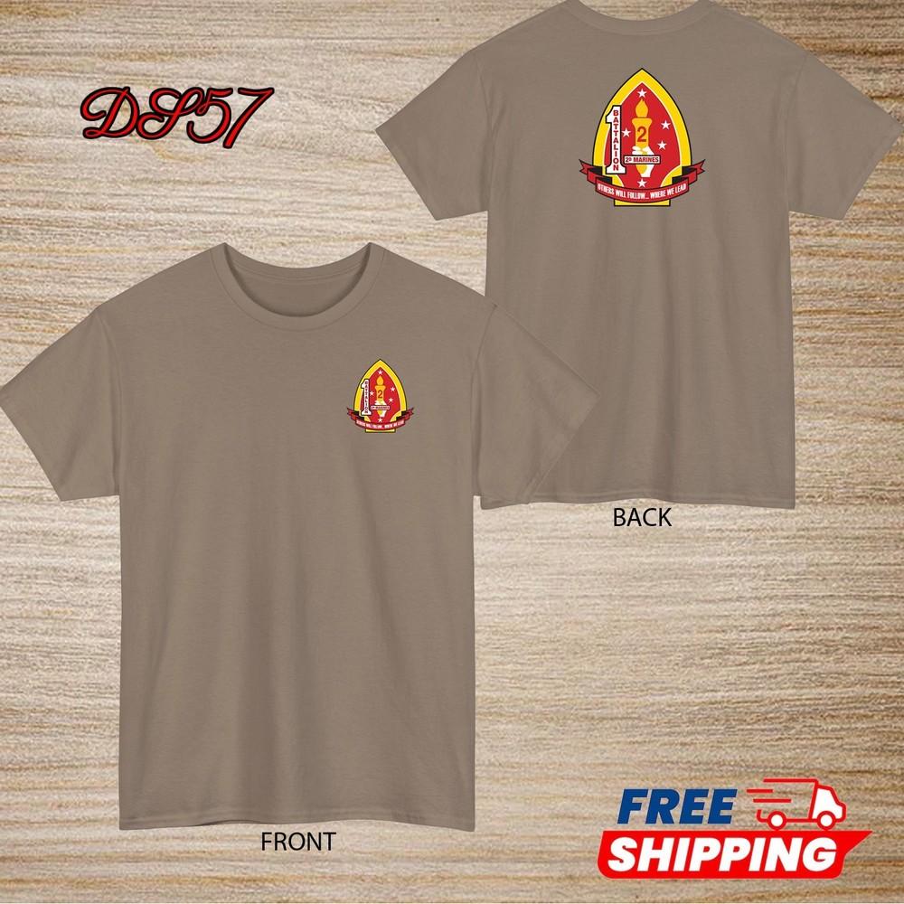 1st Battalion 2nd Marine Regiment USMC T-Shirt Logo S to 5XL Made In USA Unisex T-Shirt S