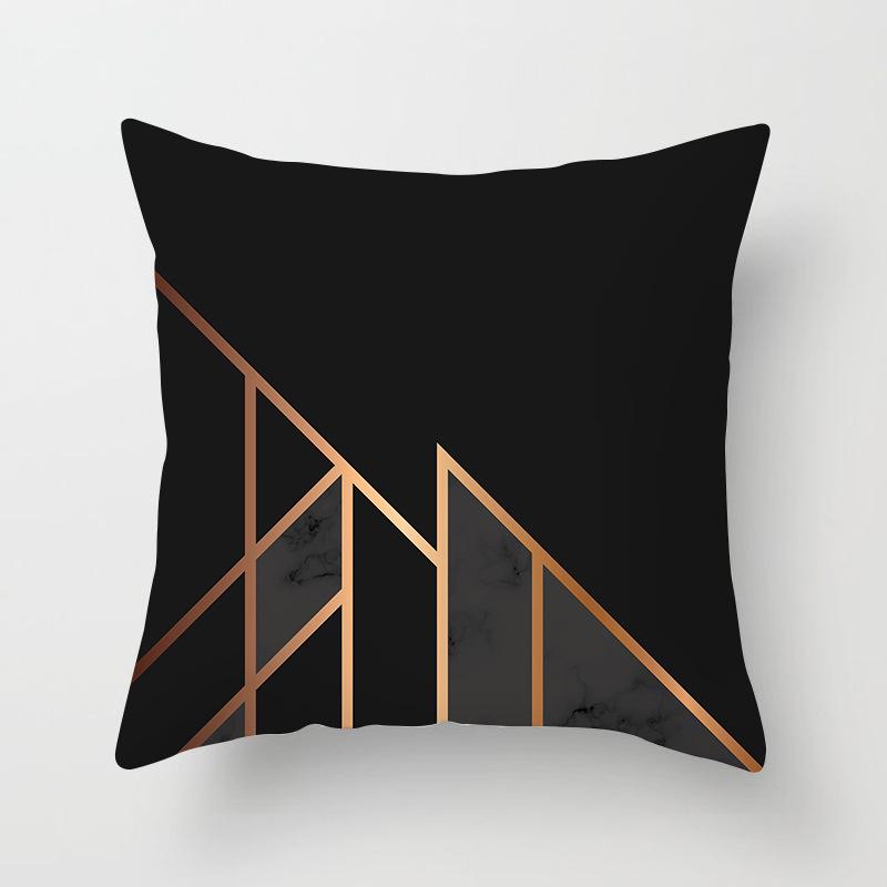 Home Products New Black Geometric Sofa Pillow Cushion Cover Digital Printing Office Cushion Cover