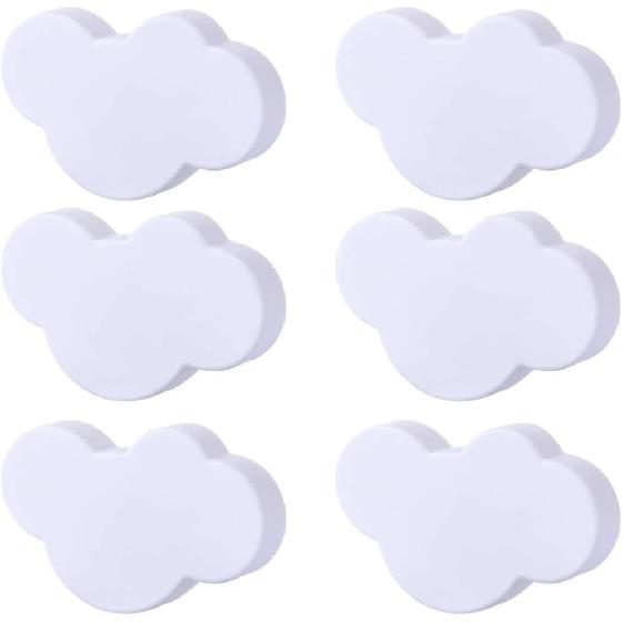 6PCS Soft Rubber Cloud Shape Drawer Knobs, Cabinet Knobs, Dresser Knobs, Kitchen Cabinets (White)