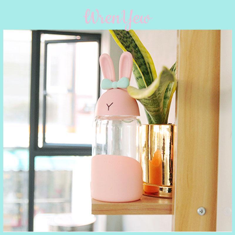 Charmante Mädchen-Hasen-Glaswasserflasche Bunny Reisebecher Tragbarer Saftbecher