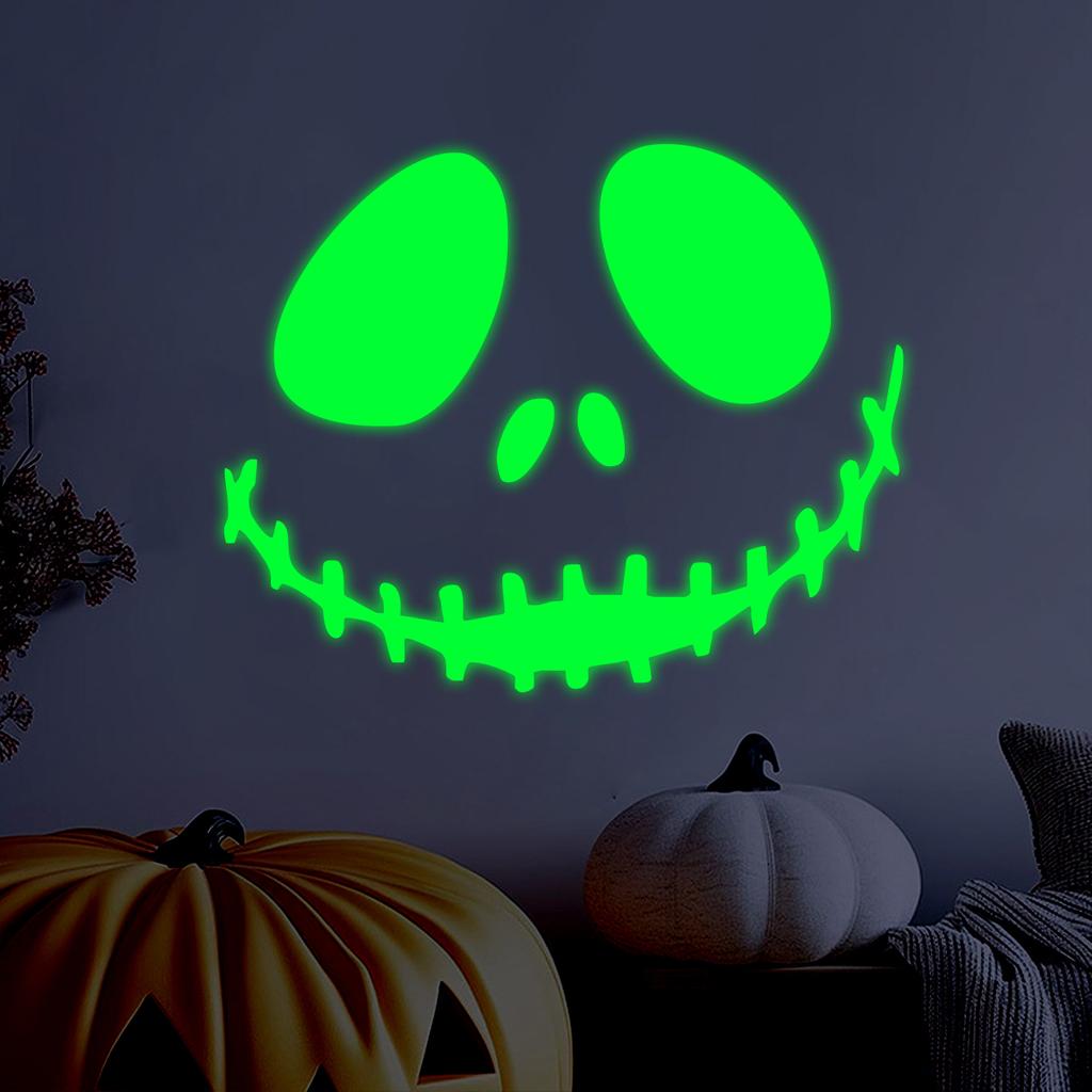 Halloween Luminous Skull Smiling Face Glowing Bar Wall Decoration Sticker
