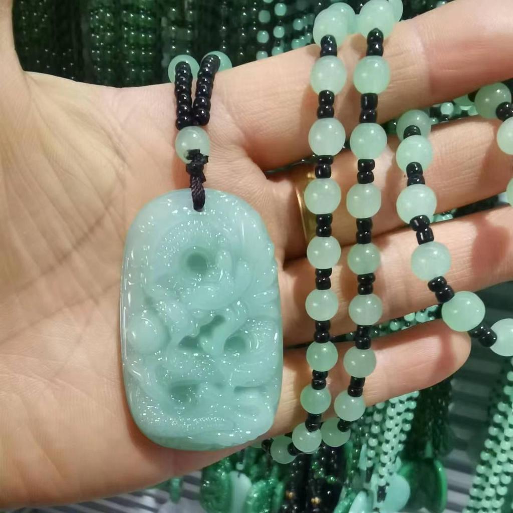 Imitace aventurínu Svetrový náhrdelník - Design zelí Guanyin od značek Wu Shi a Dragon & Phoenix