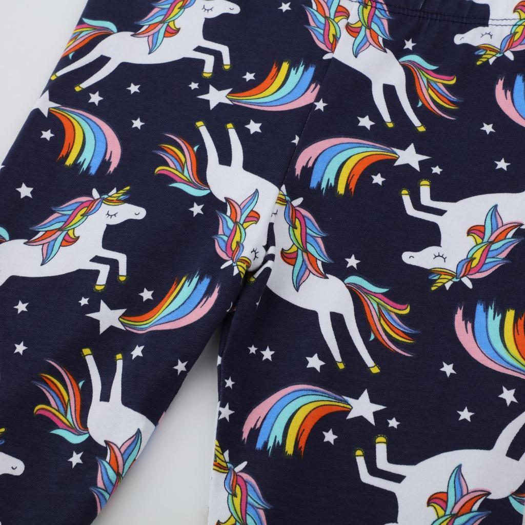 Unicorn Pattern Girls' Stretchy Leggings for Spring and Autumn